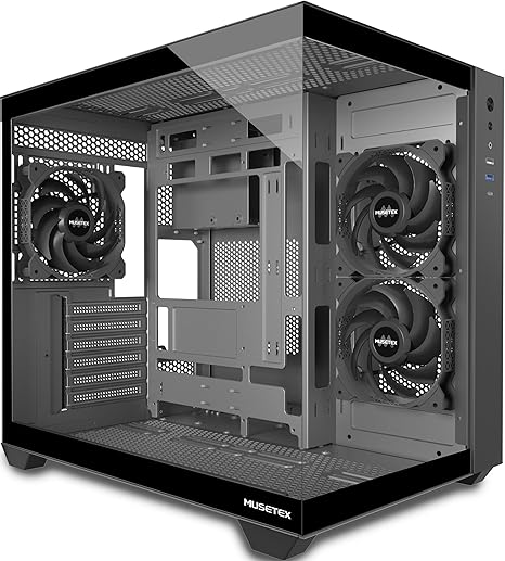 MUSETEX ATX PC Case, 3 x 120mm Fans Pre-Installed, 360MM RAD Support, 270