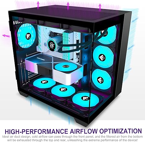 F600 PC Case - Pre-Installed 6 PWM ARGB Fan, ATX Mid-Tower Gaming PC Case - Image 3