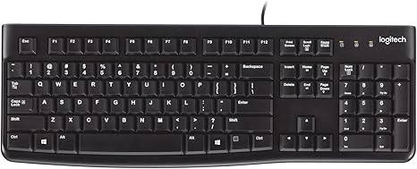 Logitech K120 Wired Keyboard for Windows, Plug and Play, Full-Size, Spill-Resistant