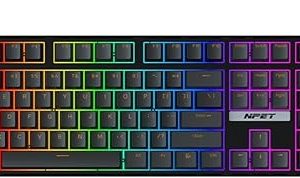 NPET CR108 RGB Gaming Keyboard, 104 Keys + Extra 4 Hotkeys Hot Swappable