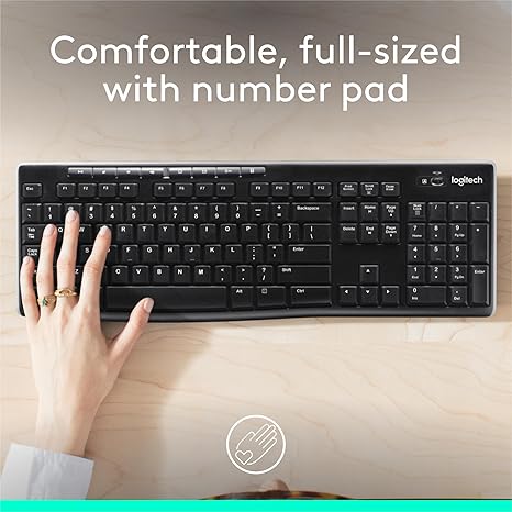 Logitech K270 Wireless Keyboard for Windows, 2.4 GHz Wireless, Full-Size, Number Pad - Image 2