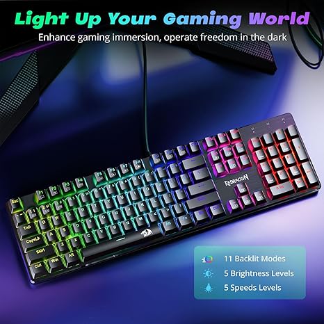 Redragon Mechanical Gaming Keyboard Wired, 11 Programmable Backlit Modes - Image 2