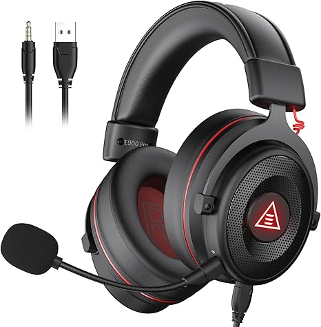 EKSA E900 Pro USB Gaming Headset for PC - Computer Headset with Detachable Noise Cancelling Mic