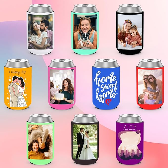 Custom Beer Can Coolers Sleeve, 20 pcs Customize Can Cooler with Photo Text LOGO - Image 2