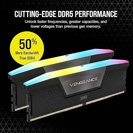 CORSAIR VENGEANCE RGB DDR5 RAM 32GB (2x16GB) 6000MHz CL36-44-44-96 1.35V Intel XMP Desktop - Image 3